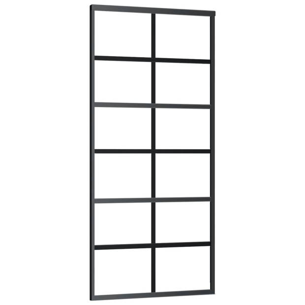 vidaXL Schuifdeur met beslag 90x205 cm aluminium en ESG-glas