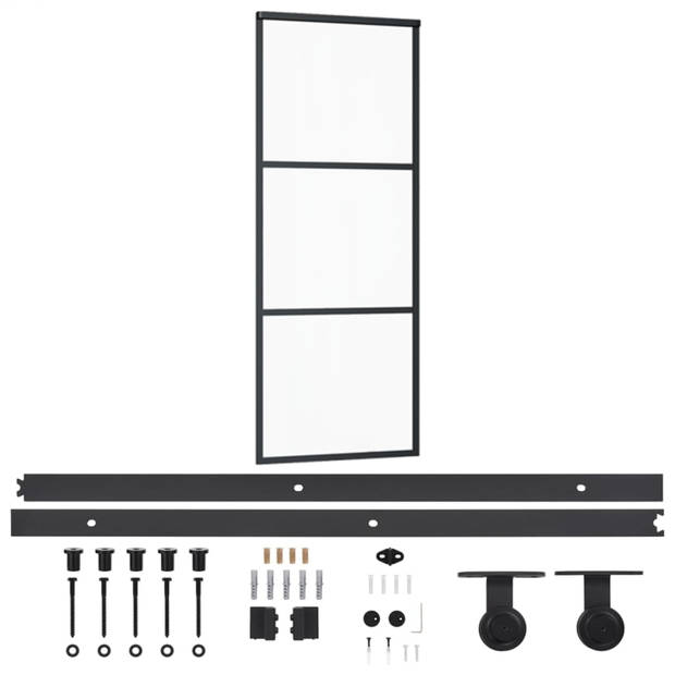 vidaXL Schuifdeur met beslag 76x205 cm aluminium en ESG-glas