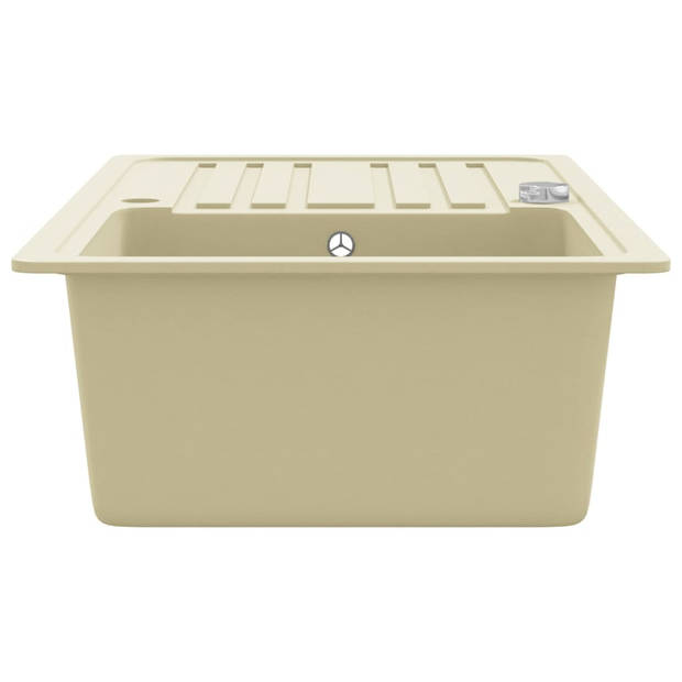 The Living Store Granieten Keukengootsteen - Beige - 765 x 460 mm - Hittebestendig - Kras- en slagvast