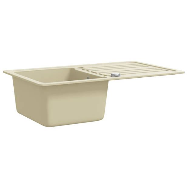 The Living Store Granieten Keukengootsteen - Beige - 765 x 460 mm - Hittebestendig - Kras- en slagvast