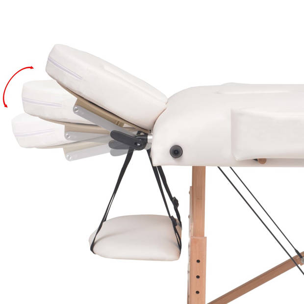 vidaXL Massagetafel- en krukset inklapbaar 2 zones 10 cm dik wit