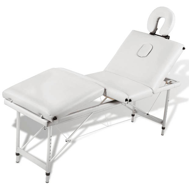 Massagetafel inklapbaar met aluminium frame (vier delen / cr??mewit)