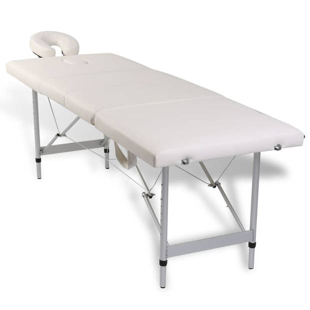 Massagetafel inklapbaar met aluminium frame (vier delen / cr??mewit)