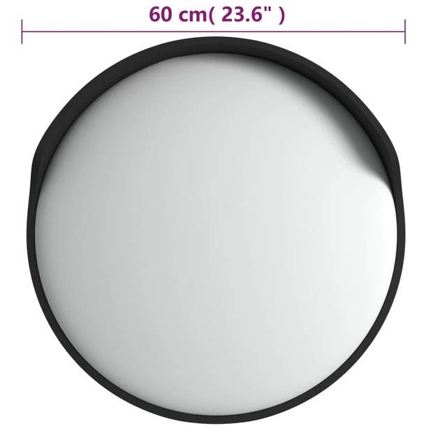 vidaXL Verkeersspiegel voor buiten convex Ø60 cm polycarbonaat zwart