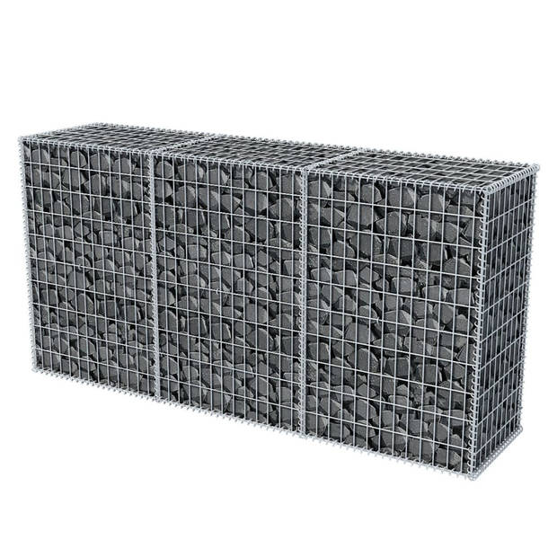 The Living Store Gabion Mand - Schanskorf - 200x50x100cm - Gegalvaniseerd Staal