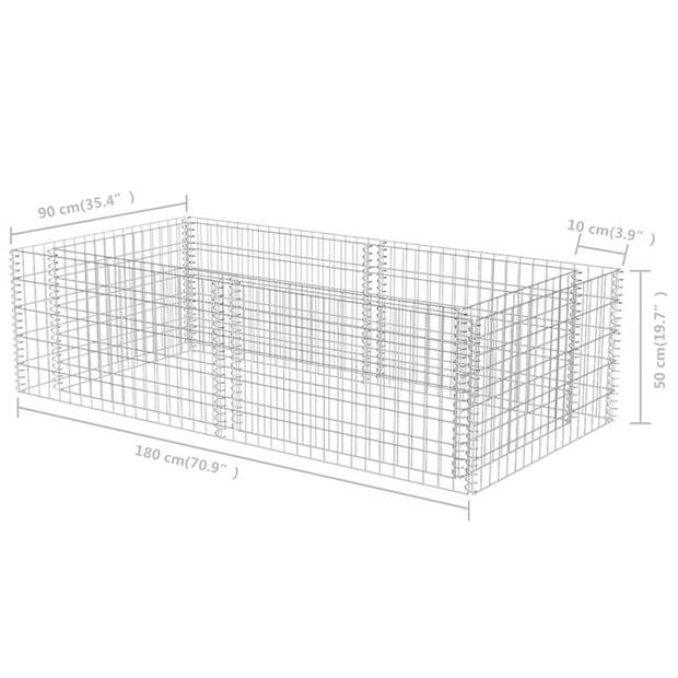 vidaXL Gabion plantenbak 180x90x50 cm gegalvaniseerd staal