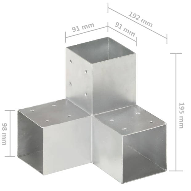 vidaXL Paalverbinding Y-vorm 91x91 mm gegalvaniseerd metaal