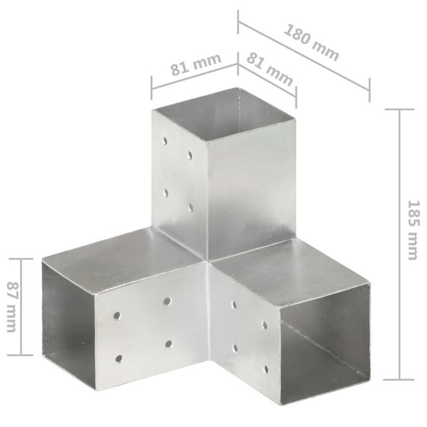 vidaXL Paalverbindingen 4 st Y-vorm 81x81 mm gegalvaniseerd metaal