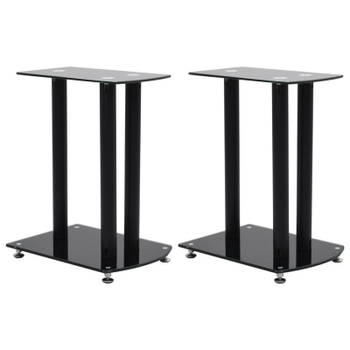 vidaXL Speaker standaard 2 st aluminium veiligheidsglas zwart