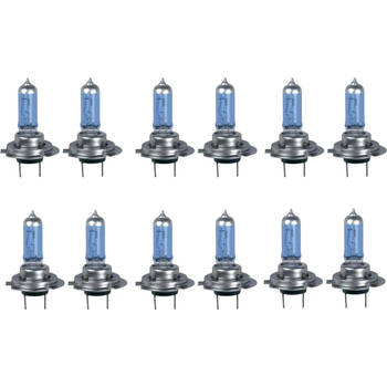 12 STUKS 12V 60/55W H4 P43t Halogeenlamp 6500K Auto Halogeenlamp Xenon Donkerblauw Glas Super Wit Hoog Wattage Lamp Off
