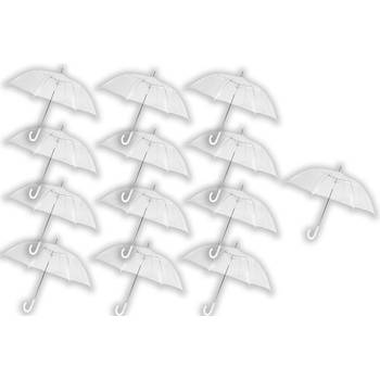 13 stuks Paraplu transparant plastic paraplu's 100 cm - doorzichtige paraplu - trouwparaplu - bruidsparaplu - stijlvol -