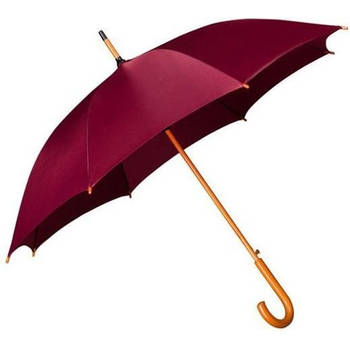 Paraplu met houten handvat - paraplu's - Houten Paraplu - Kwaliteit paraplu Donker Red