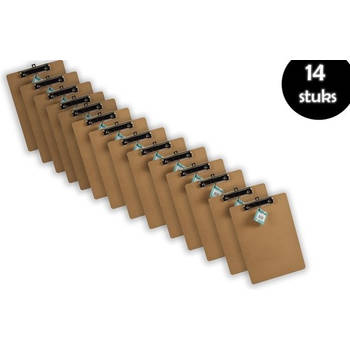 14x Klemborden - Klemborden A4 - Klemborden hout A4 31 x 22 x 1.5 cm