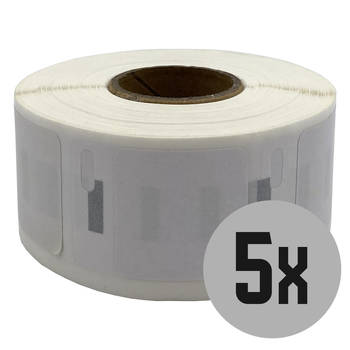 DULA Dymo Compatible labels - Wit - S0929120 - Vierkante etiketten - 5 rollen - 25 x 25 mm - 750 labels per rol