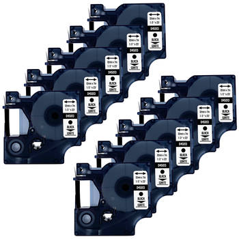 DULA Dymo D1 45013 - S0720530 - Compatible label tape - 10 lettertapes - Zwart op wit - 12mm x 7m