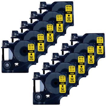 DULA Dymo D1 40918 - S0720730 - Compatible label tape - 10 lettertapes - Zwart op geel - 9mm x 7m