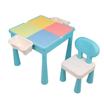 Decopatent® - Kindertafel - Speeltafel met 1 Stoel en bouwplaat (Voor