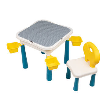 Decopatent® - Kindertafel met Stoeltje - Speeltafel met bouwplaat en