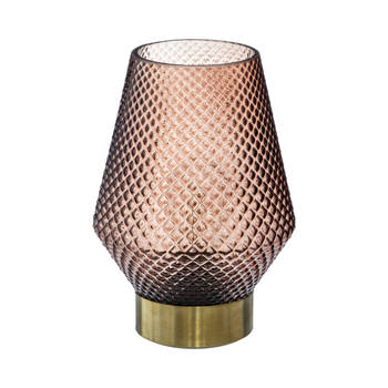 LED-lamp Pink - Amber Bruin - Goud - Werkt op batterijen (incl. lamp) - Ø12 x18 cm