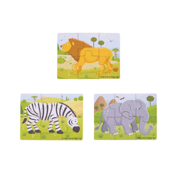 Bigjigs Safari (6-delige puzzels) 3 Puzzels