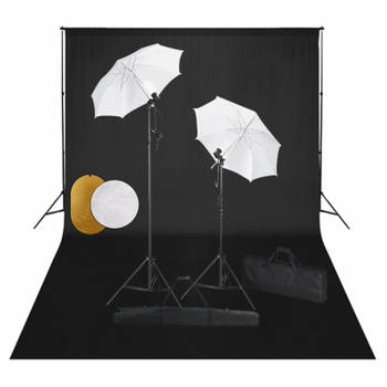 vidaXL Fotostudioset met lampen, paraplu's, achtergrond en reflector