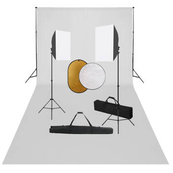 vidaXL Fotostudioset met softboxlampen, achtergrond en reflector