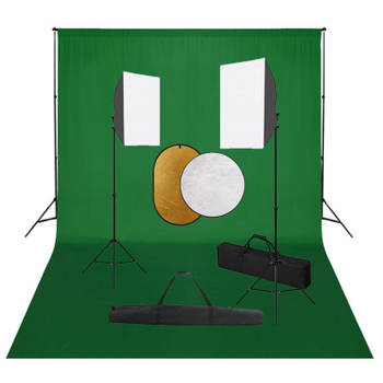 vidaXL Fotostudioset met softboxlampen, achtergrond en reflector