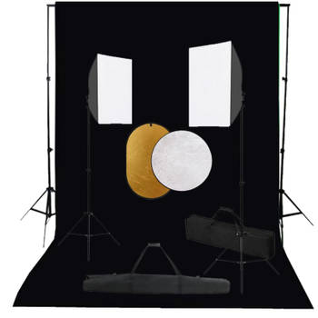 vidaXL Fotostudioset met softboxlampen, achtergrond en reflector