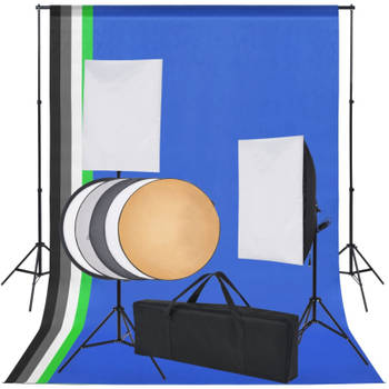 vidaXL Fotostudio set met 5 gekleurde achtergronden & 2 softboxen