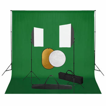 vidaXL Fotostudioset met softboxlampen, achtergrond en reflector