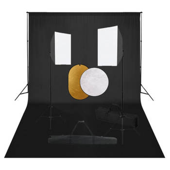 vidaXL Fotostudioset met softboxlampen, achtergrond en reflector