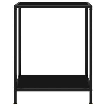 The Living Store Wandtafel Zwart - 60 x 35 x 75 cm - Gehard Glas en Gepoedercoat Staal