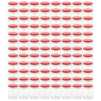 vidaXL Jampotten met rode deksels 96 st 230 ml glas