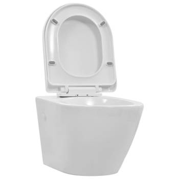 Blokker vidaXL Hangend toilet randloos keramiek wit aanbieding