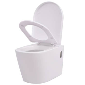 Blokker vidaXL Hangend toilet keramiek wit aanbieding