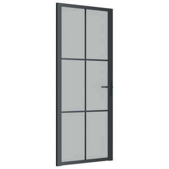 vidaXL Binnendeur 83x201,5 cm matglas en aluminium zwart
