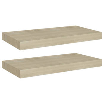 vidaXL Wandschappen zwevend 2 st 50x23x3,8 cm MDF eikenkleurig