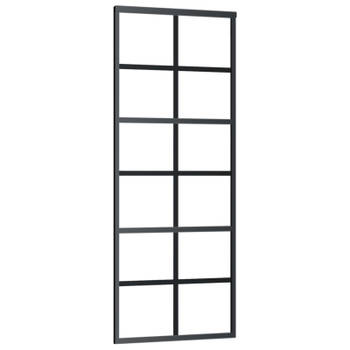 vidaXL Schuifdeur 76x205 cm ESG-glas en aluminium zwart