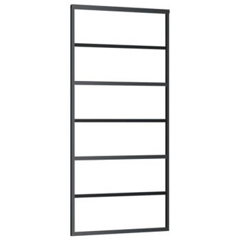 vidaXL Schuifdeur 90x205 cm ESG-glas en aluminium zwart