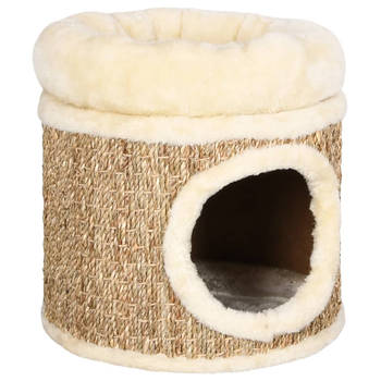 vidaXL Kattenhuis met luxe kussen 33 cm zeegras