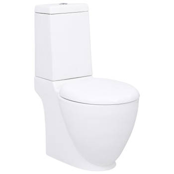 vidaXL Toilet rond afvoer onder keramiek wit