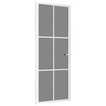 vidaXL Binnendeur 83x201,5 cm ESG-glas en aluminium wit