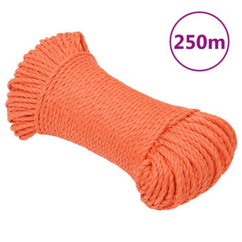 vidaXL Werktouw 6 mm 250 m polypropeen oranje