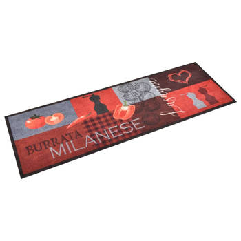 The Living Store Vloermat - Rechthoekig - 300 x 60 cm - Anti-slip latex - Tomaten-print - 100% polyamide