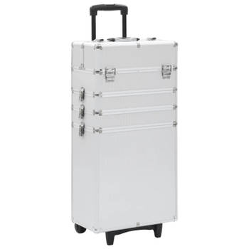 vidaXL Make-up trolley aluminium zilverkleurig