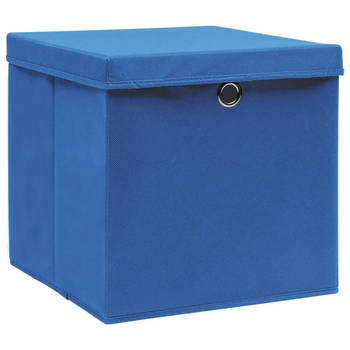 The Living Store Opvouwbare Opbergboxen - Blauw - 28 x 28 x 28 cm - Nonwoven