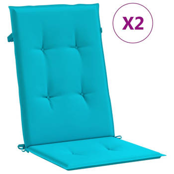 vidaXL Stoelkussens 2 st hoge rug stof turquoise