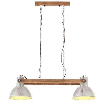 The Living Store Industriële hanglamp - 109 cm - ijzeren lampenkap - massief mangohout - vintage afwerking