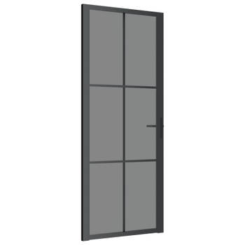 vidaXL Binnendeur 83x201,5 cm ESG-glas en aluminium zwart