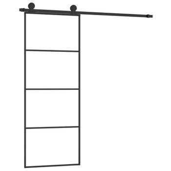 vidaXL Schuifdeur met beslag 76x205 cm ESG-glas en aluminium